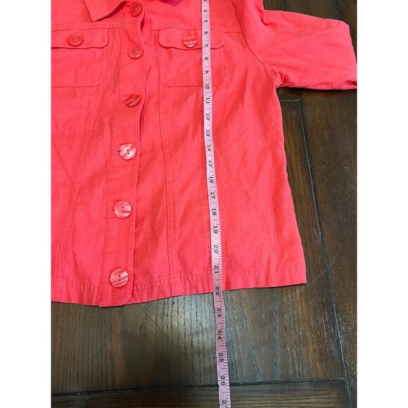 Christopher & Banks Coral Button Front Linen Lightweight Jacket Size Small - Picture 8 of 8